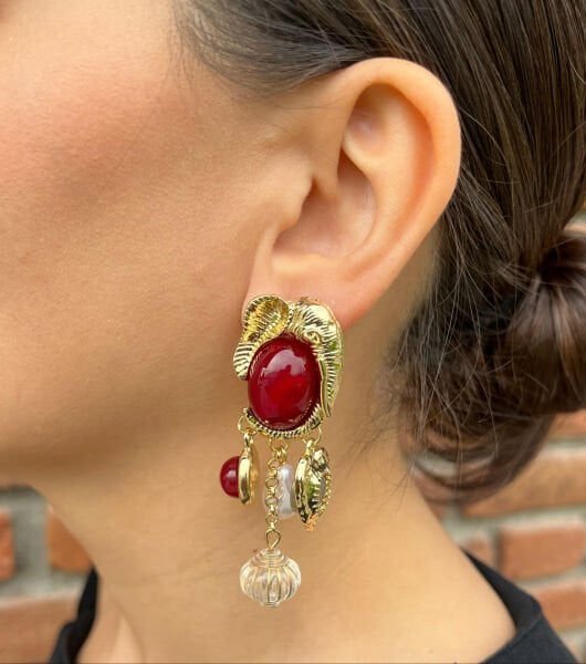 Bordo Sarkıtlı Küpe