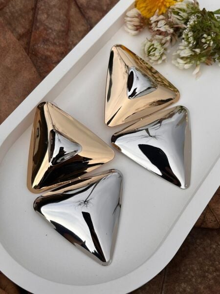 Metalik Üçgen Küpe