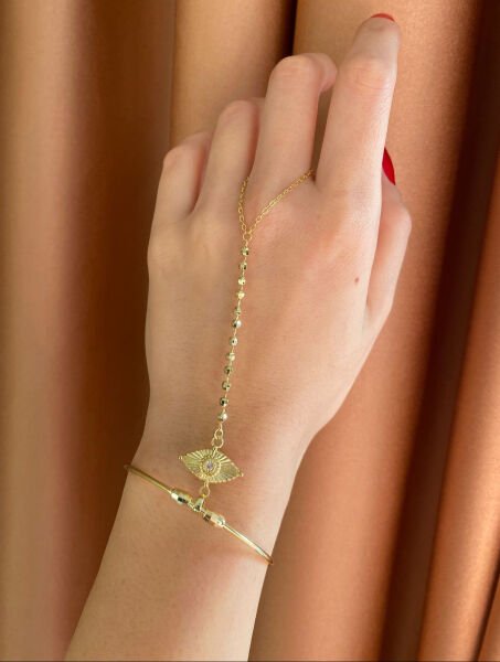 Taşlı Göz Charmlı Kelepçe Şahmeran