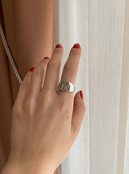 Oval Taşlı Silver Yüzük