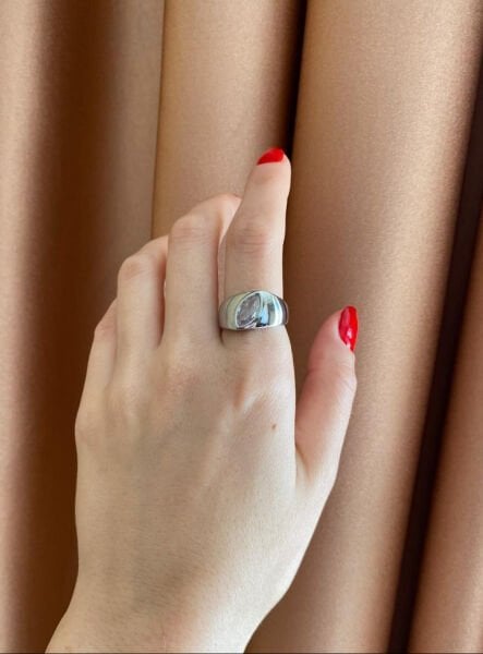 Oval Taşlı Silver Yüzük