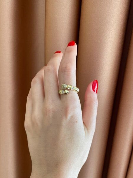 Embroidered Gold Snake Ring