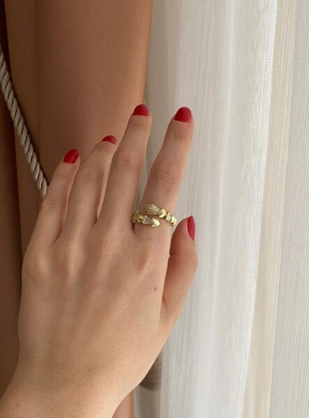 İşlemeli Gold Yılan Yüzük