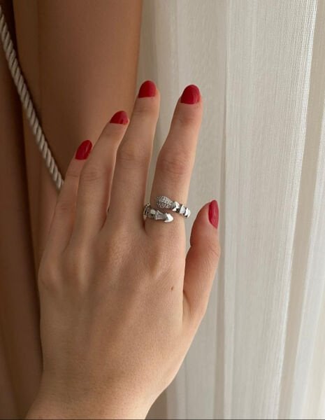 İşlemeli Silver Yılan Yüzük