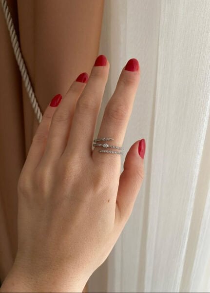 Taşlı Sarmal Silver Yüzük