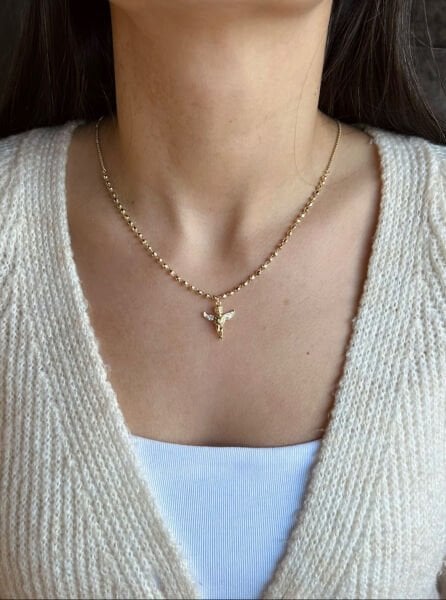 Kalpli Melek Çocuk Dorika Zincir Kolye