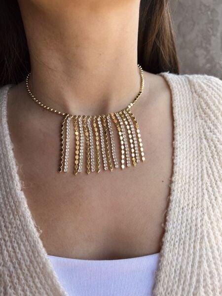 Taşlı Su Yolu Ezme Kolye