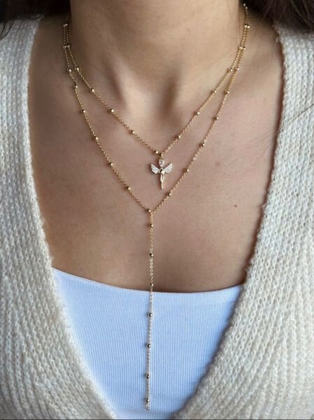 Melek Charmlı Dolama Kolye