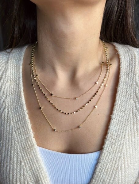 Üç Sıra Desenli Ezme Kolye