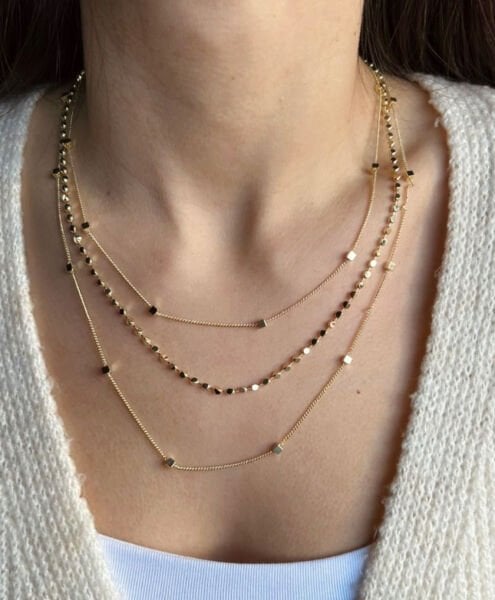 Üç Sıra Desenli Ezme Kolye