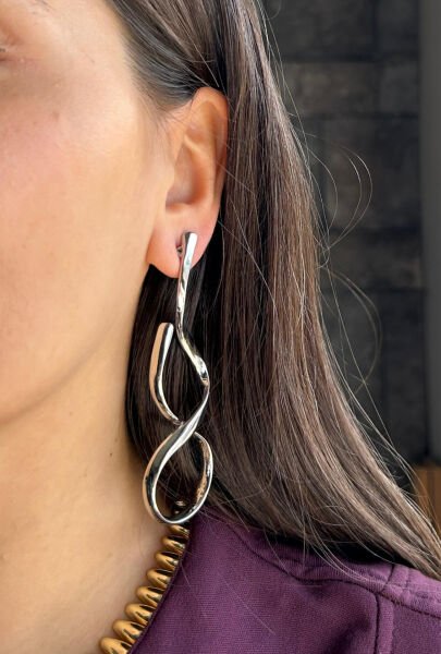 Uzun Sarmal Gümüş Küpe