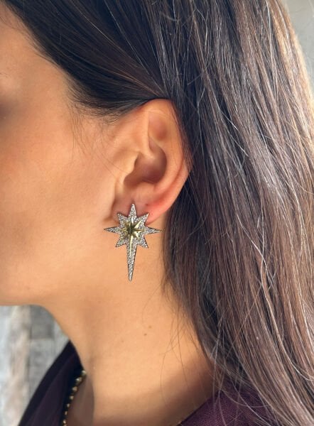 Taşlı Kuzey Yıldızı Küpe