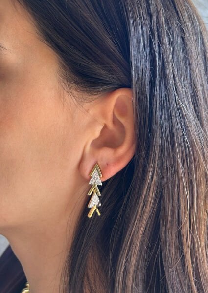 Üçgen Taşlı Kılçık Küpe