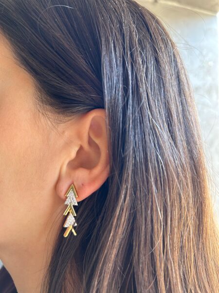 Üçgen Taşlı Kılçık Küpe