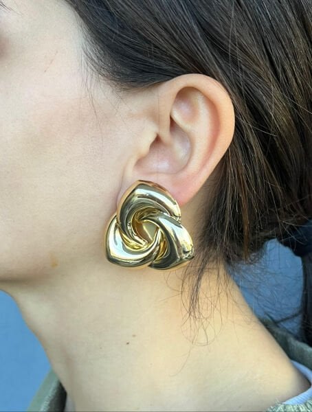 Gold Üçgen Döngü Küpe