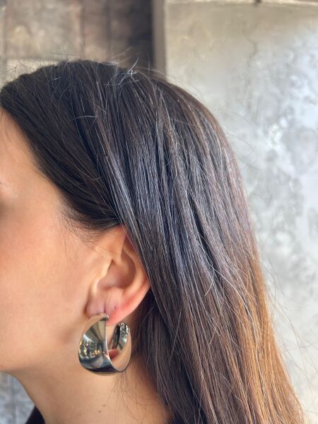 Gümüş Geniş Halka Küpe