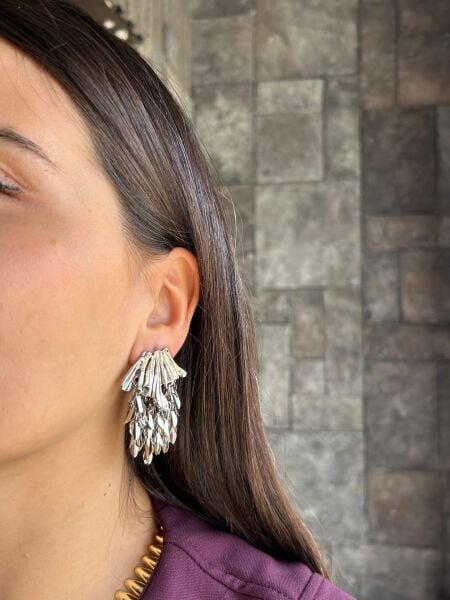 Gümüş Püsküllü Küpe