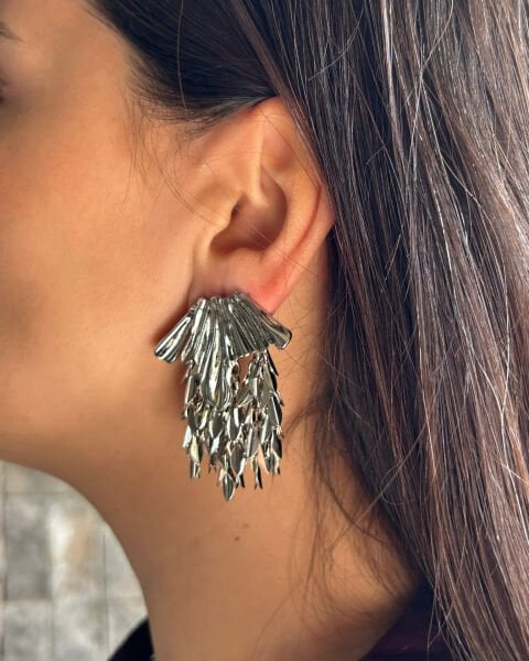 Gümüş Püsküllü Küpe