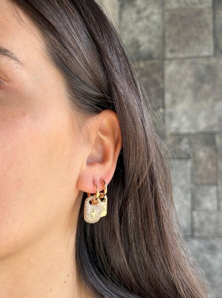 Yıldızlı Çift Desenli Minimal Küpe