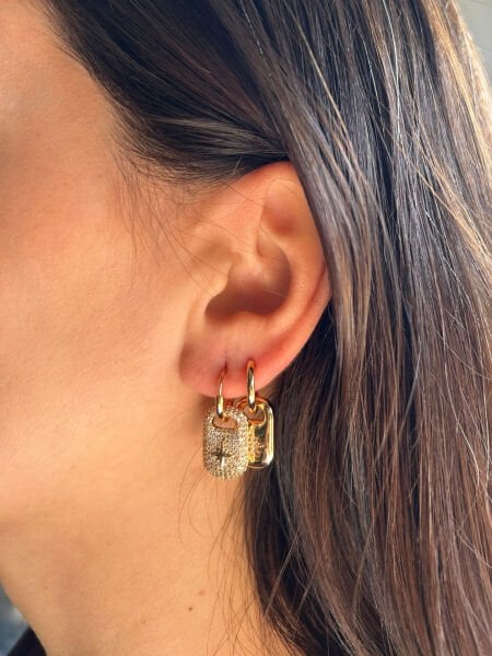 Yıldızlı Çift Desenli Minimal Küpe