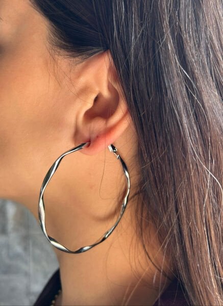 Gümüş Büyük Halka Küpe