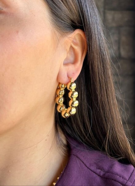 Altın Toplu Halka Küpe