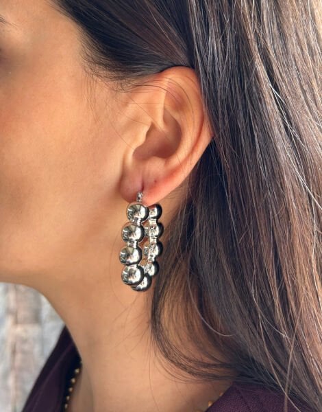 Gümüş Toplu Halka Küpe