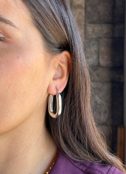 Gümüş U Desen Küpe