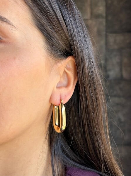 Altın U Desen Küpe