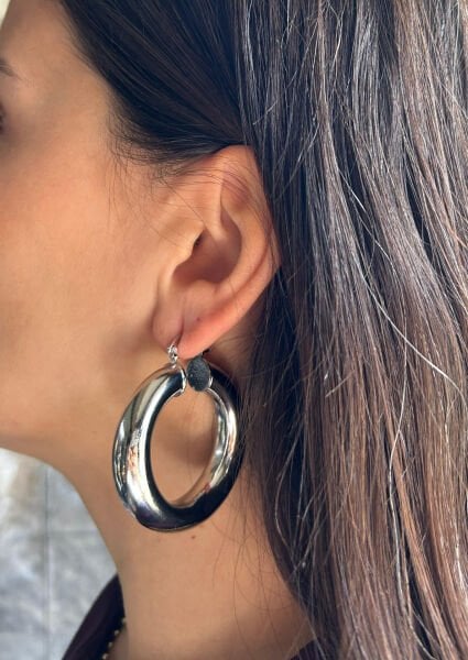 Gümüş Geniş Halka Küpe