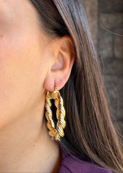 Altın Örgü Halka Küpe