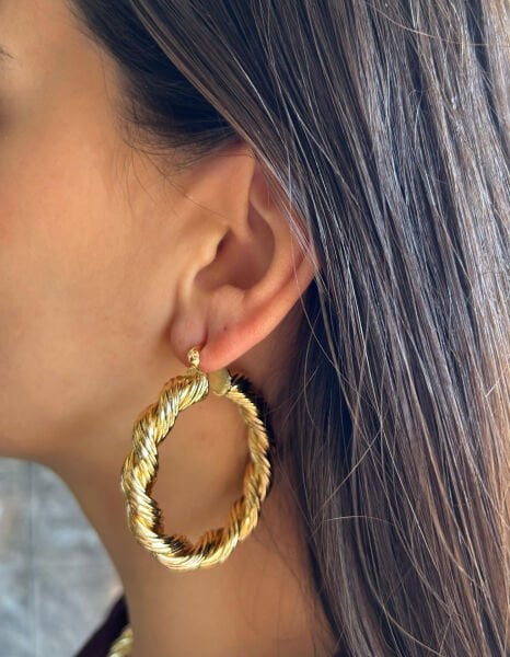 Altın Örgü Halka Küpe