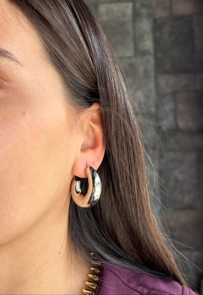 Gümüş Ay Halka Küpe