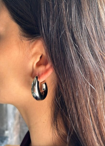 Gümüş Ay Halka Küpe